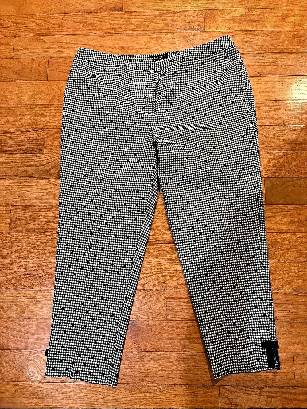 Talbots Gingham Polka-Dot Ankle Pant Pants Black & White 18W